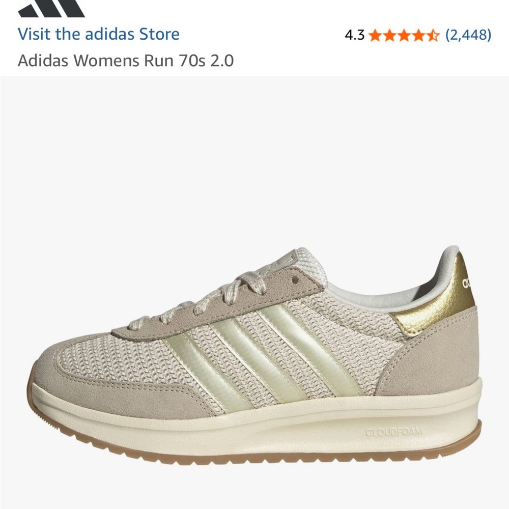 adidas Women’s Sneakers in Beige with Gold Accents